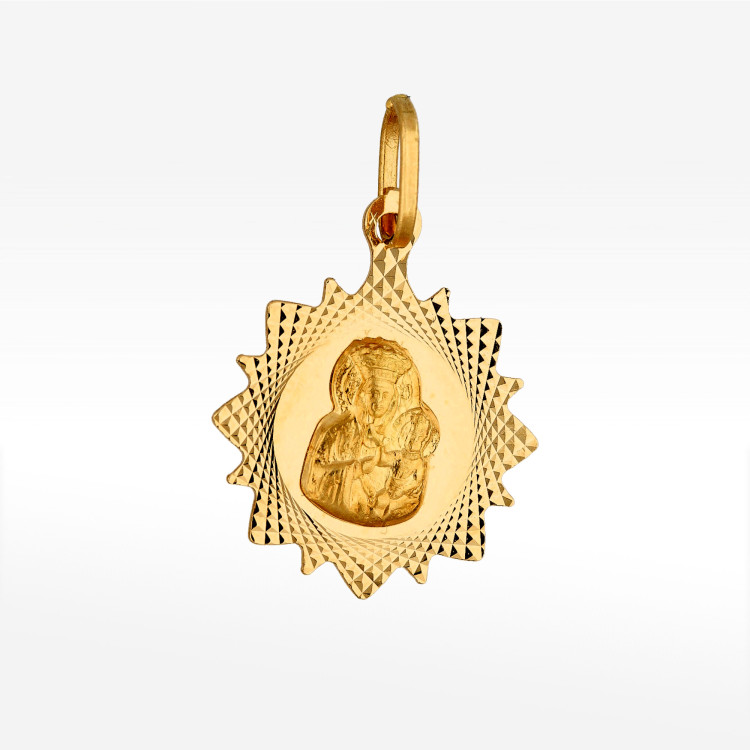 Zawieszka ze złota z matką boską