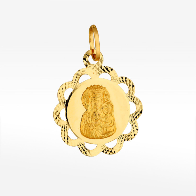 Zawieszka ze złota z matką boską