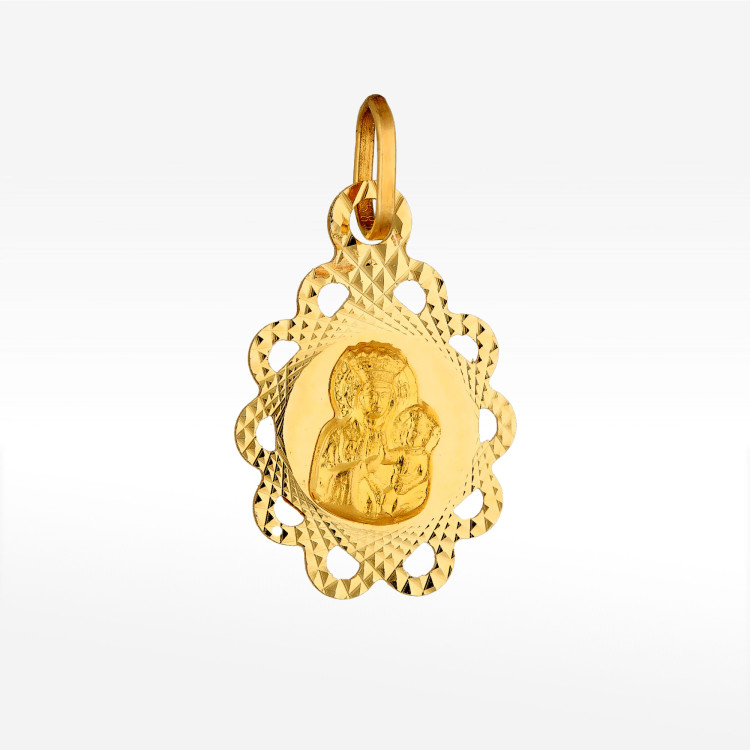 Zawieszka ze złota z matką boską