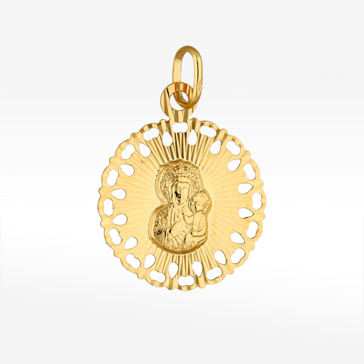 Zawieszka ze złota z matką boską