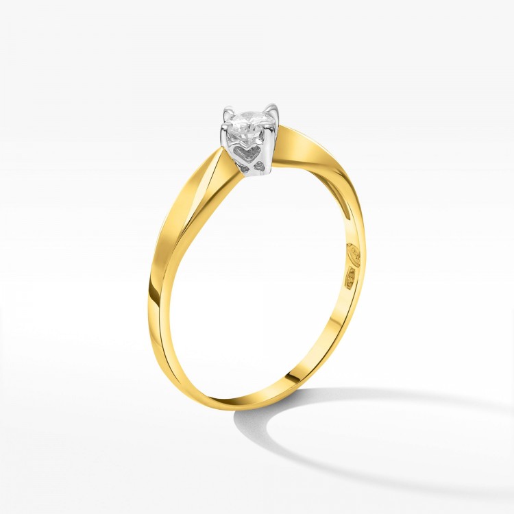 Złoty pierścionek z diamentem laboratoryjnym 0.15ct