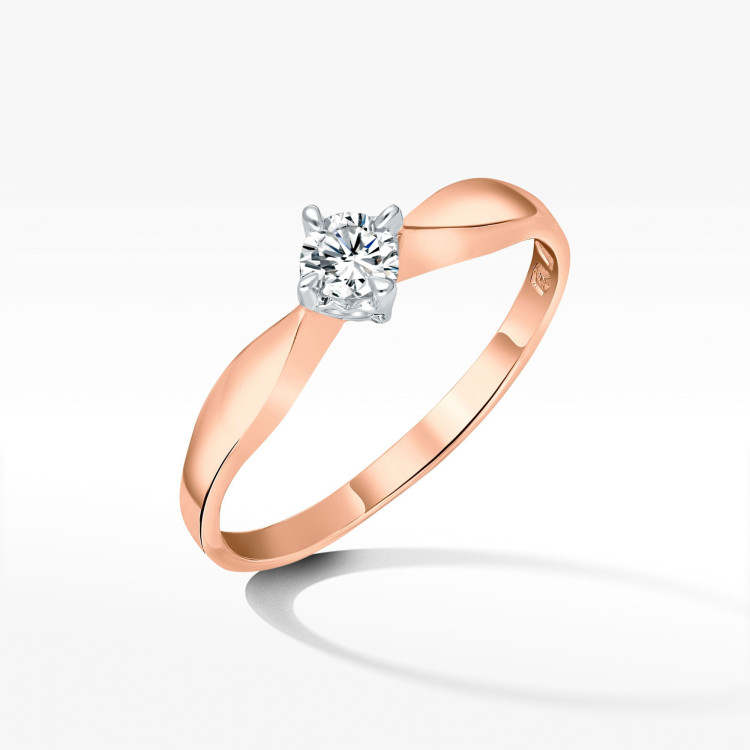 Złoty pierścionek z diamentem laboratoryjnym 0.15ct