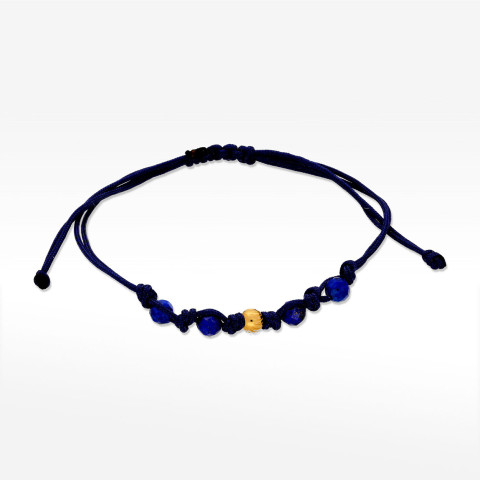 Bransoletka ze złota na sznurku z lapisem