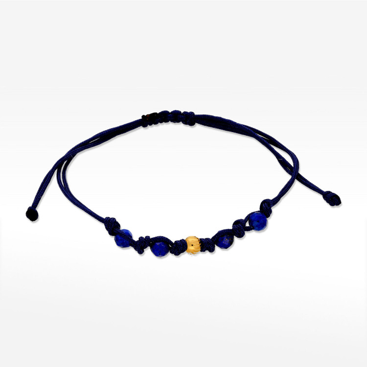 Bransoletka ze złota na sznurku z lapisem