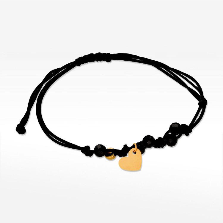 Bransoletka ze złota na sznurku serce ze spinelem