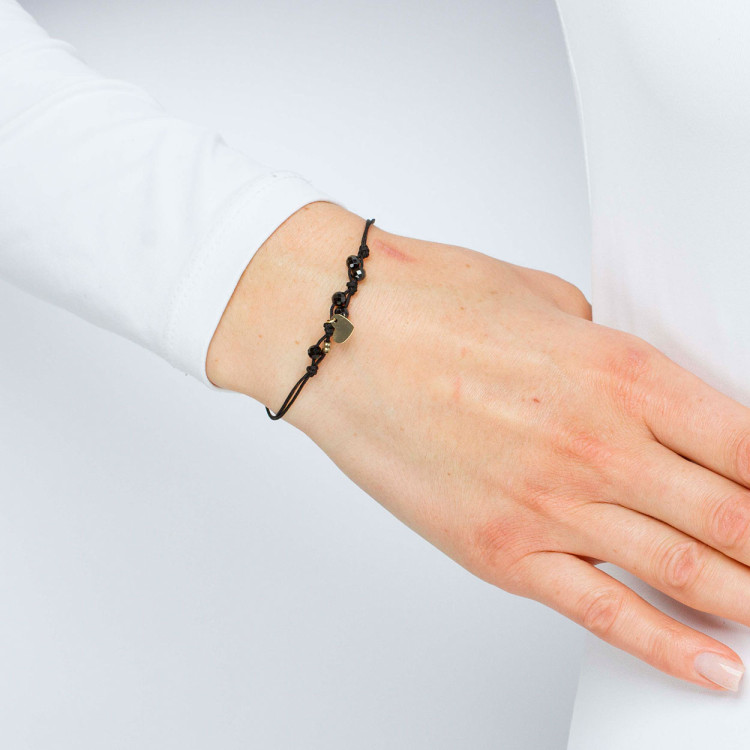 Bransoletka ze złota na sznurku serce ze spinelem