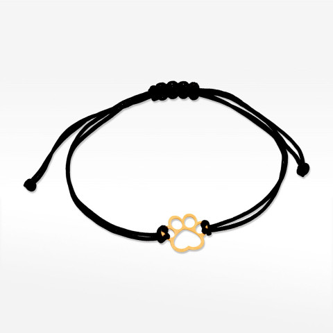 Bransoletka ze złota na sznurku psia łapka