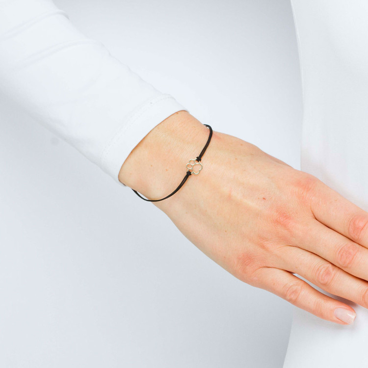 Bransoletka ze złota na sznurku psia łapka