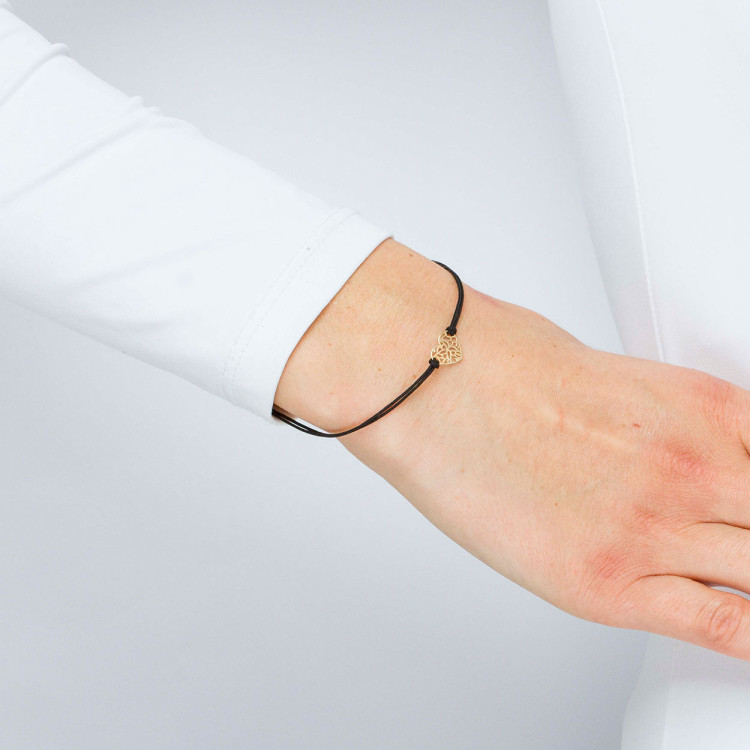 Bransoletka ze złota na sznurku serce