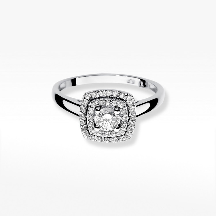 Złoty pierścionek z diamentami laboratoryjnymi