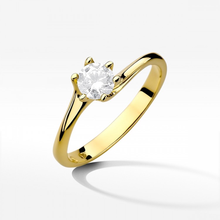 Złoty pierścionek z diamentem laboratoryjnym 0.50ct