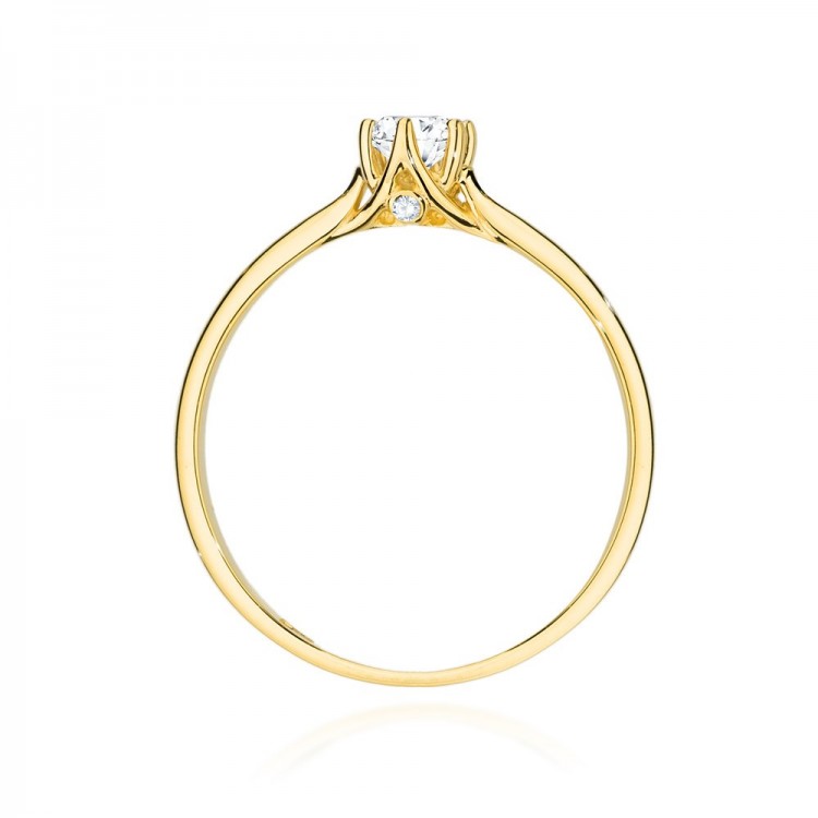 Pierścionek z żółtego złota z diamentem laboratoryjnym 0.25ct