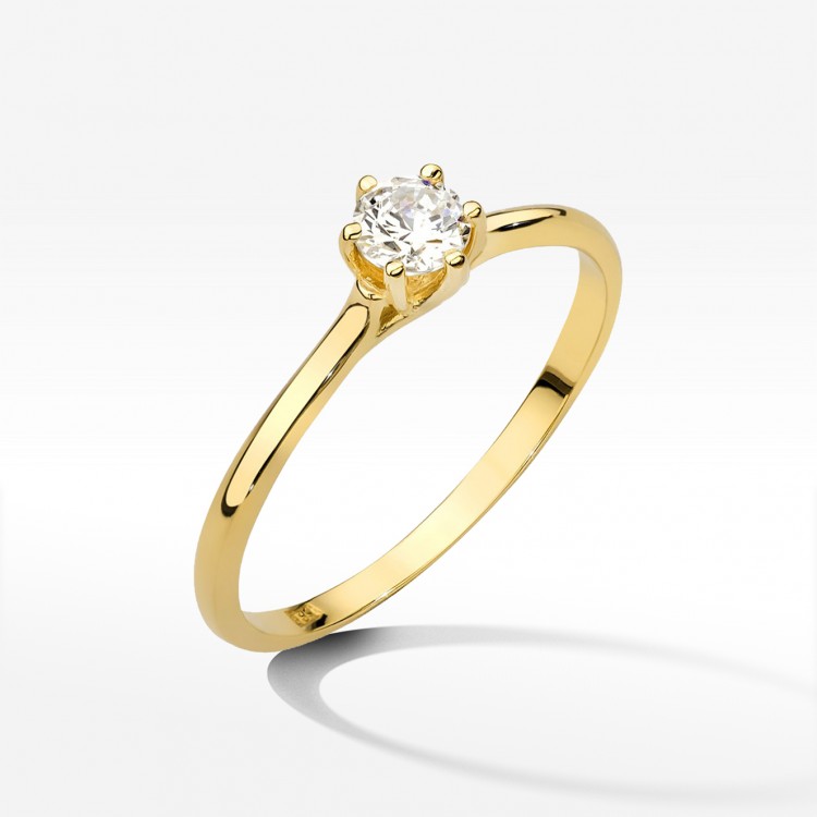 Pierścionek z żółtego złota z diamentem laboratoryjnym 0.25ct