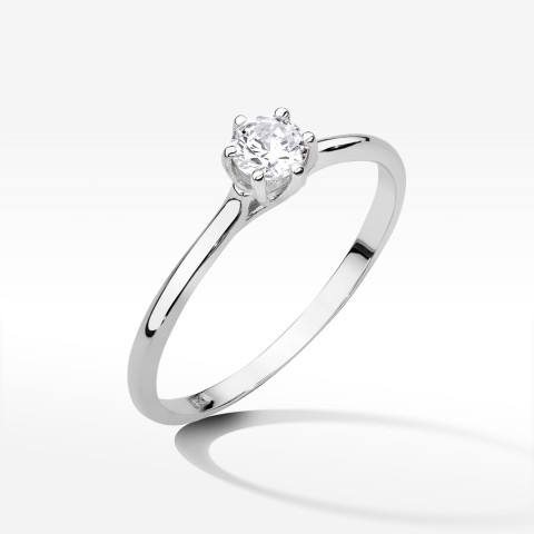 Pierścionek z białego złota z diamentem laboratoryjnym 0.25ct