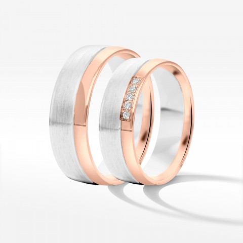 Obrączki ślubne z dwukolorowego złota 6mm półokrągłe