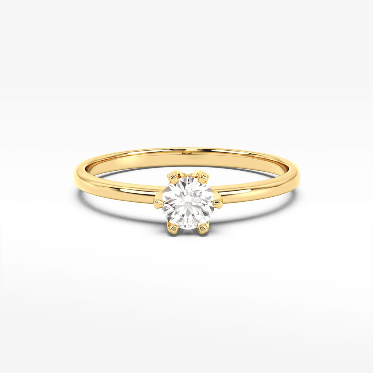 Klasyczny złoty pierścionek z diamentem laboratoryjnym 0.40ct