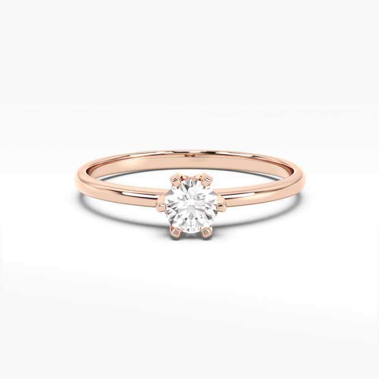 Klasyczny złoty pierścionek z diamentem laboratoryjnym 0.40ct