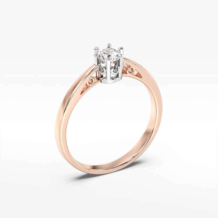 Klasyczny złoty pierścionek z diamentem laboratoryjnym 0.40ct