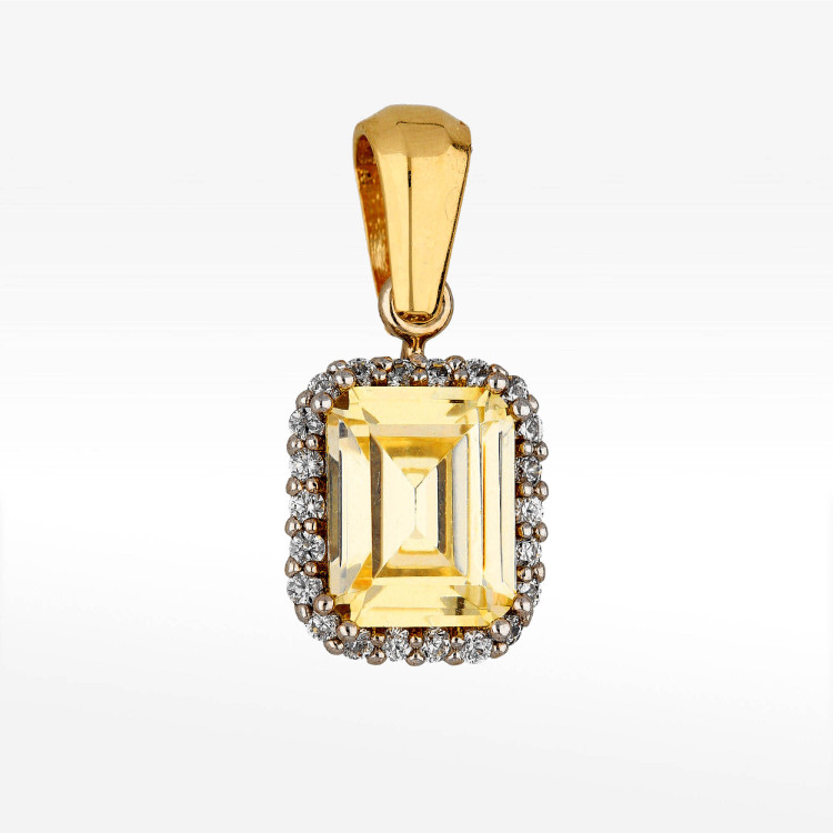 Zawieszka ze złota z żółtą i białymi cyrkoniami