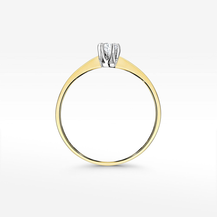 Pierścionek z żółtego złota z diamentem laboratoryjnym 0.10 ct