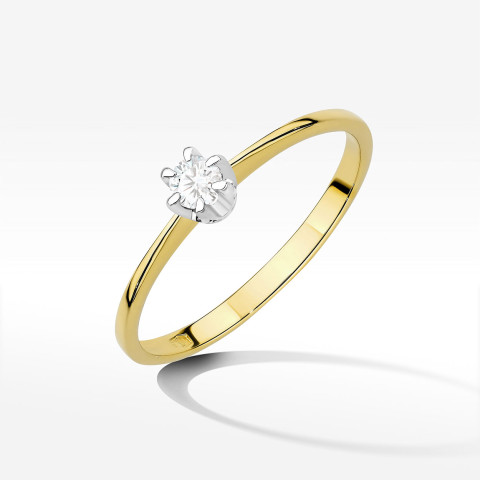 Pierścionek z żółtego złota z diamentem laboratoryjnym 0.10 ct