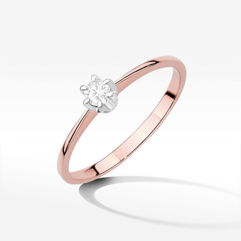 Pierścionek z różowego złota z diamentem laboratoryjnym 0.10 ct
