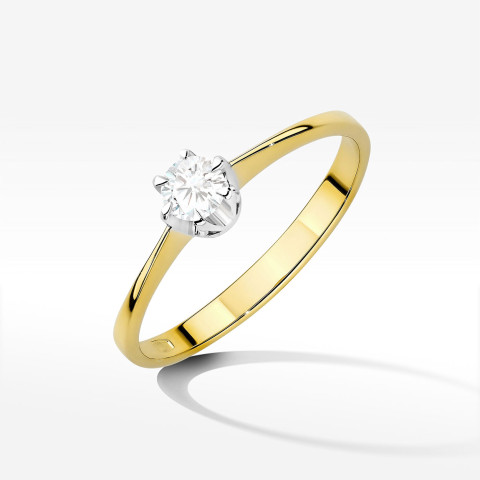 Pierścionek z żółtego złota z diamentem laboratoryjnym 0.20ct