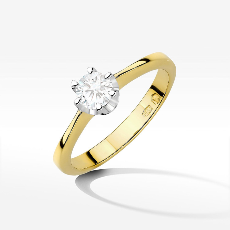 Pierścionek z żółtego złota z diamentem laboratoryjnym 0.30ct