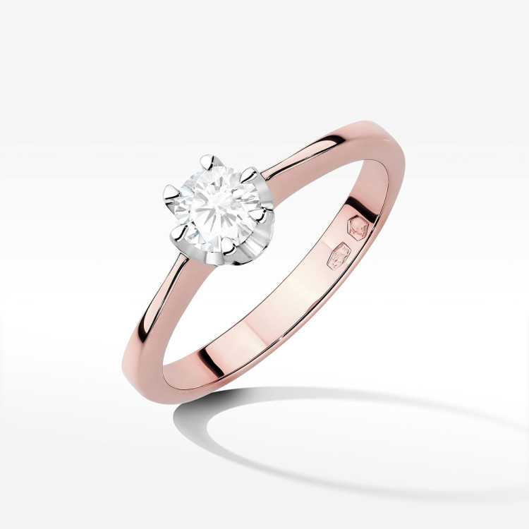 Pierścionek z różowego złota z diamentem laboratoryjnym 0.30ct