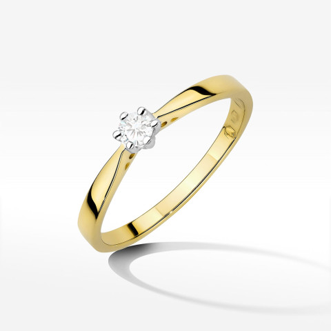 Pierścionek z żółtego złota z diamentem laboratoryjnym 0.10ct