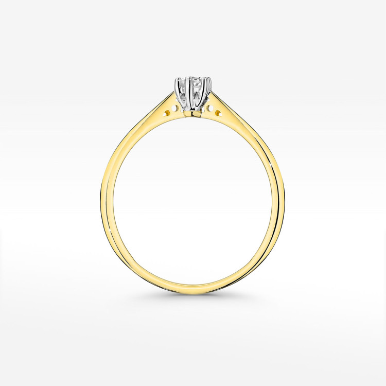 Pierścionek z żółtego złota z diamentem laboratoryjnym 0.10ct