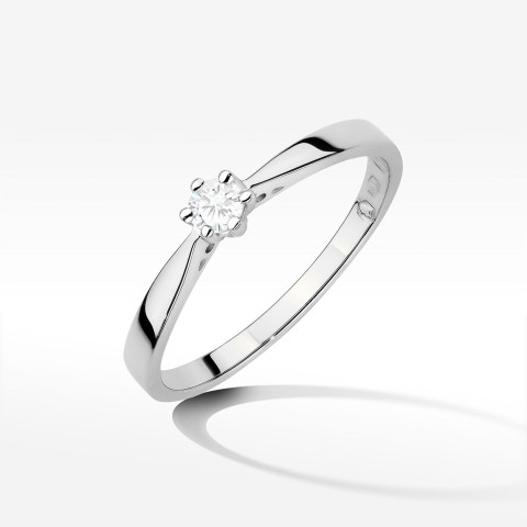 Pierścionek z białego złota z diamentem laboratoryjnym 0.10ct