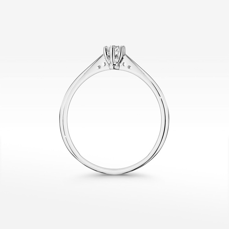 Pierścionek z białego złota z diamentem laboratoryjnym 0.10ct