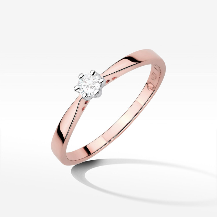 Pierścionek ze złota z diamentem laboratoryjnym 0.10ct