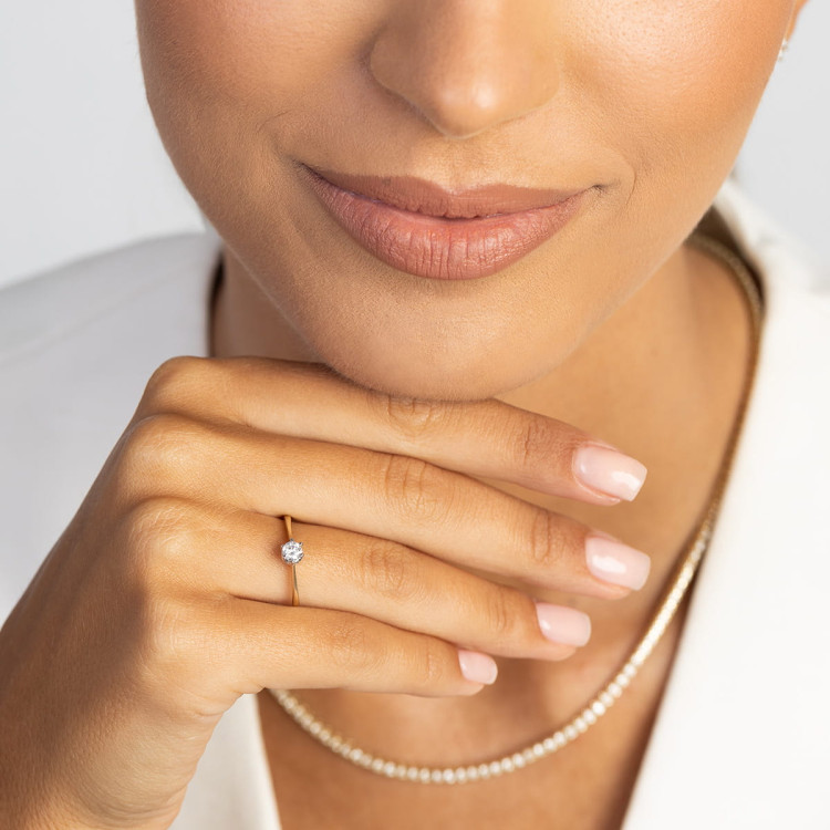 Pierścionek z różowego złota z diamentem laboratoryjnym 0.20ct