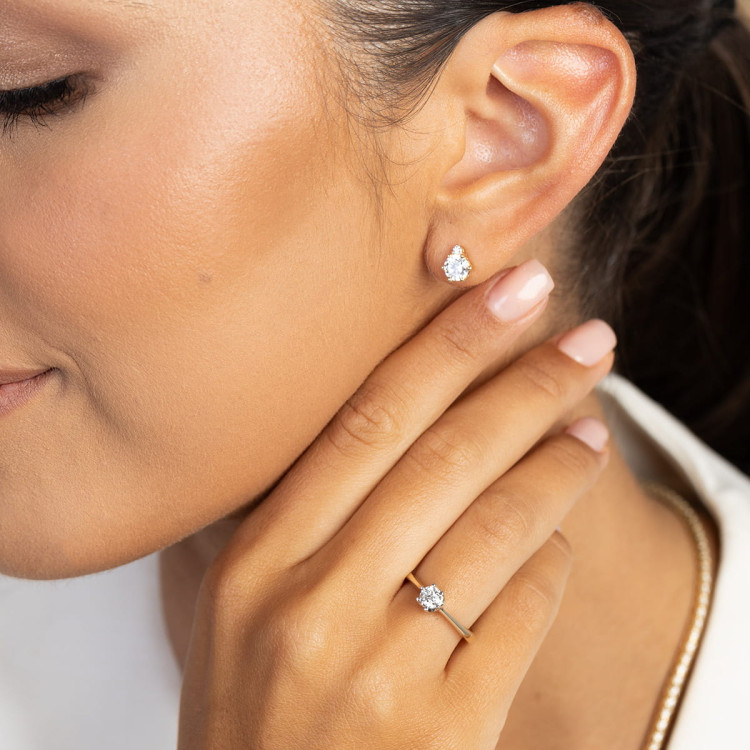 Pierścionek z żółtego złota z diamentem laboratoryjnym 0.30ct