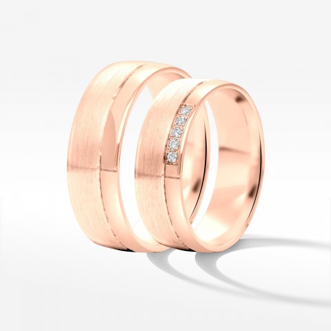 Obrączki ślubne z różowego złota 6mm półokrągłe