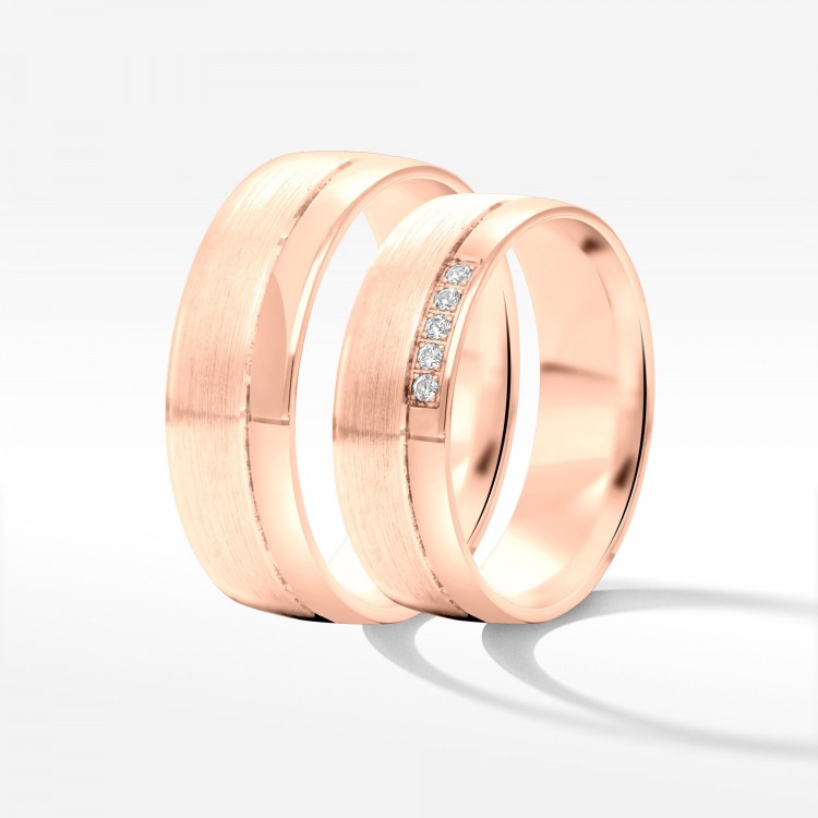 Obrączki ślubne z różowego złota 6mm półokrągłe