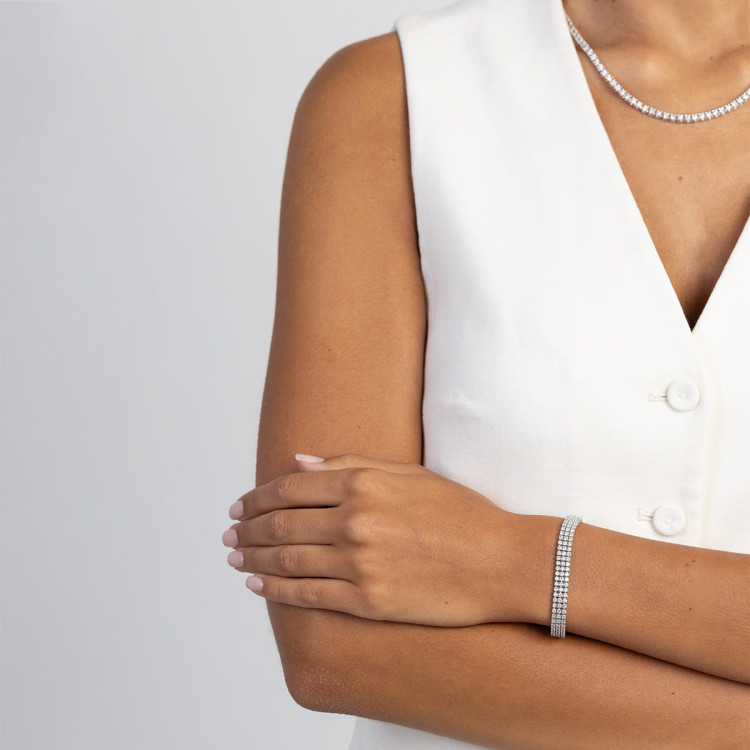 Bransoletka z białego złota z diamentami laboratoryjnymi