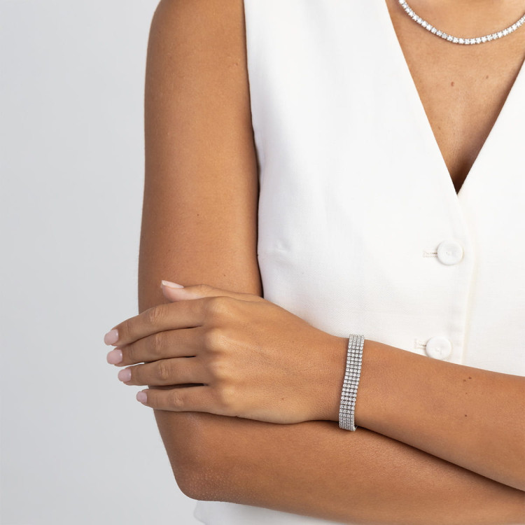 Bransoletka z białego złota z diamentami laboratoryjnymi