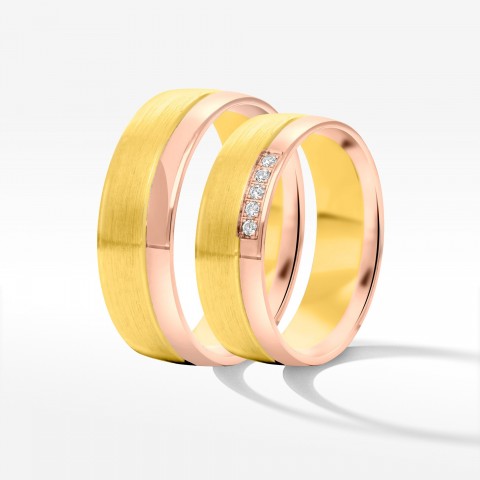 Obrączki ślubne z dwukolorowego złota 6mm półokrągłe