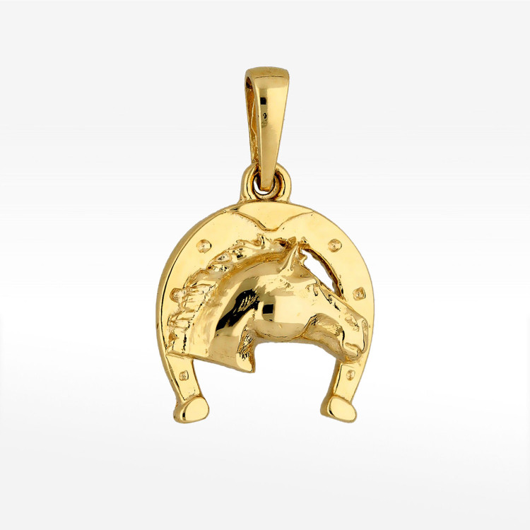 Zawieszka ze złota podkowa z koniem
