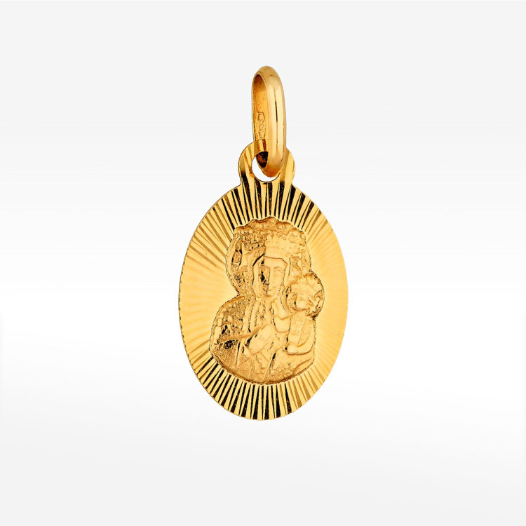 Zawieszka ze złota medalik z matką boską