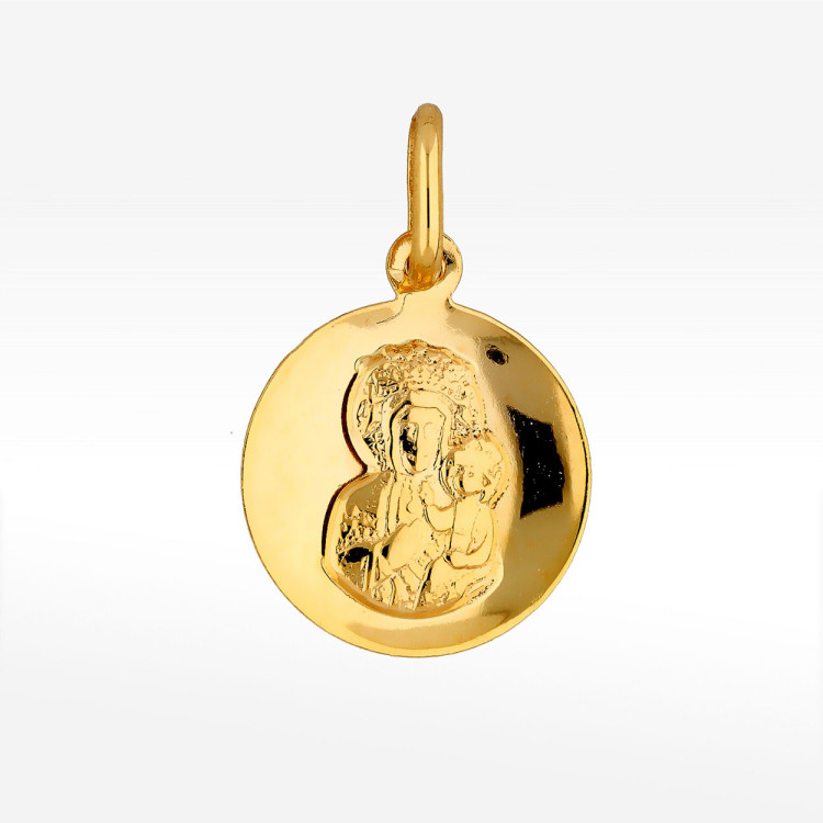 Zawieszka ze złota medalik z matką boską