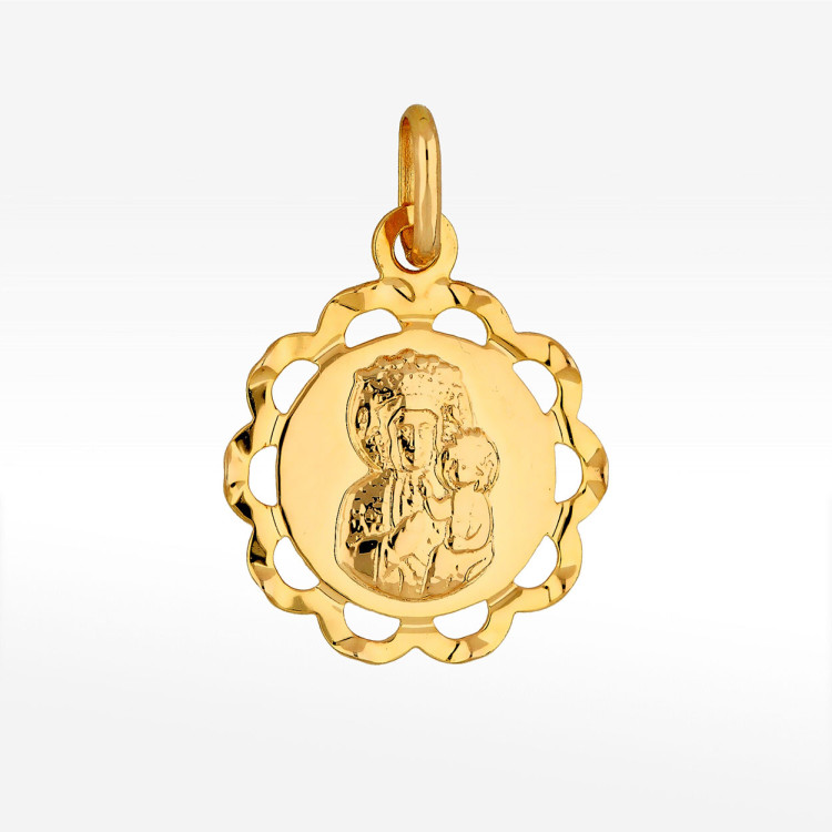 Zawieszka ze złota medalik z matką boską