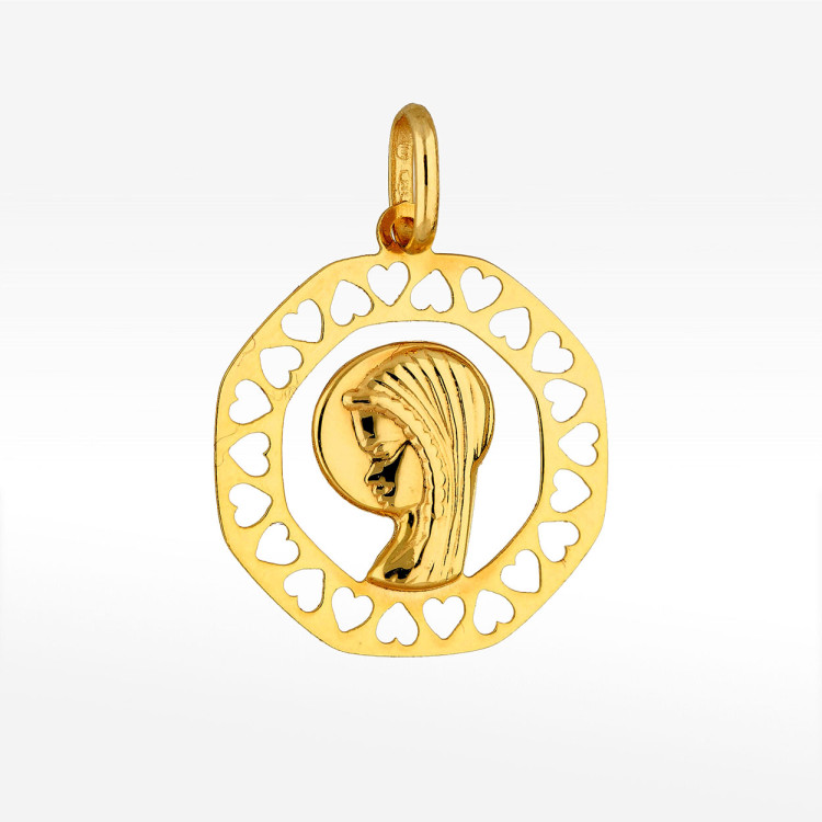 Zawieszka ze złota medalik z matką boską