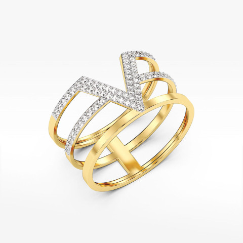 Pierścionek ze złota z białymi cyrkoniami