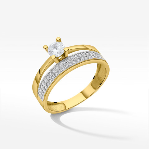 Pierścionek ze złota z białymi cyrkoniami