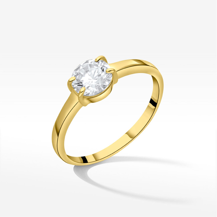 Pierścionek ze złota z białą cyrkonią