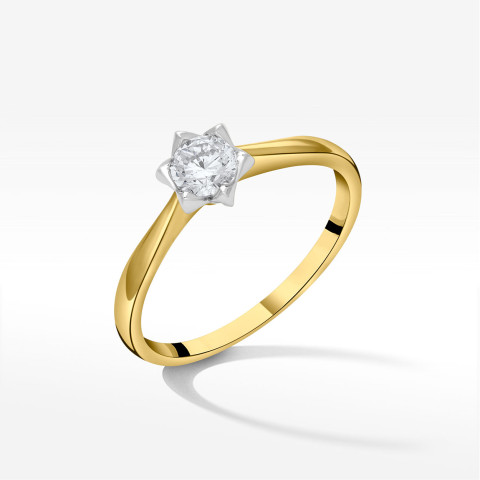 Pierścionek ze złota z białą cyrkonią